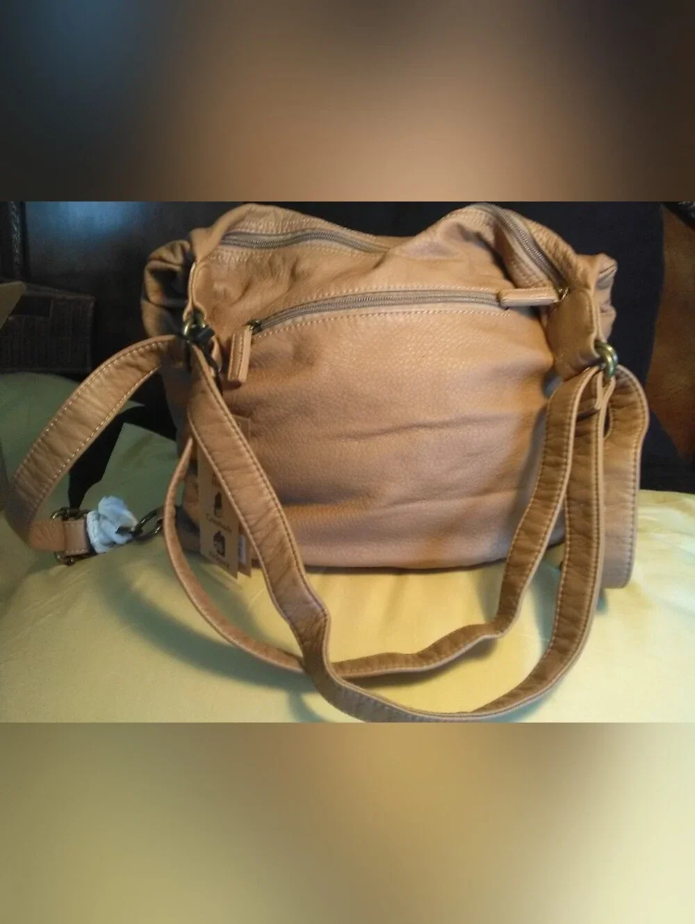 NWT AMPERE CREATIONS HOBO BAG VEGAN Leather Multi-Pocket Convertible SO SOFT!